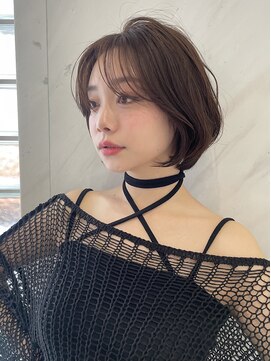 サイン 表参道(SIGN) 韓国ヘアグレージュカラーブリーチ無し透明感カラータッセルボブ