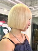 下北沢ハイトーンカラータッセルボブホワイトブロンドレイヤー◆