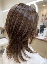ビーワンヘアー 藤井寺 土師ノ里(B1hair) レイヤーウルフカット/艶カラー