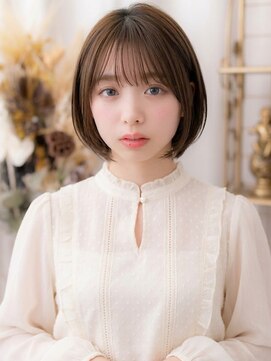 カバーヘア ブリス 志木南口駅前店(COVER HAIR bliss) 切りっぱなしミニボブレイヤーダークブラウンブリーチなし30代c9