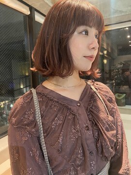 ヌー 代官山(nuu) ・テラコッタピンクカラーミニウルフボブ暖色系カラー