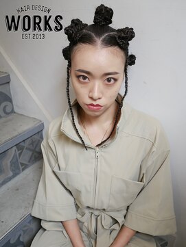 ワークス ヘアデザイン(WORKS HAIR DESIGN) バントゥノット　ブレイズ　2wayスタイル
