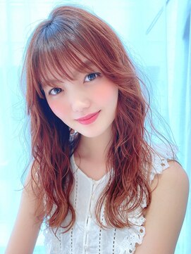 アイビー(Ivy) 小顔薄めバンググレーベージュレイヤーロング前髪パーマ黒髪