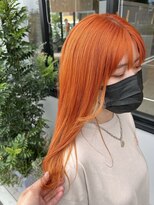 アース コアフュールボーテ 長野稲田店(EARTH coiffure beaute) ビビットオレンジ_ダブルカラー_ケアブリーチ_ワンホンカラー