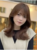切りっぱなしボブ/エアリーロング/美髪/ピンクブラウン/表参道