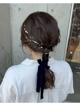 オーガニック ライフ 若葉 鶴ヶ島(organic+life) ローポニー×ベロアリボンアレンジ