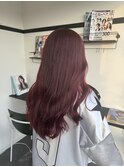 ブリーチなしワインレッドカラー