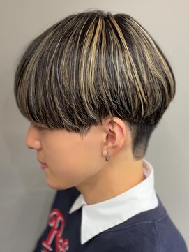 エルマーク 梅田(L-MARK) マッシュナチュラルカラーマッシュメンズヘアカラーツーブロック