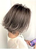バレイヤージュハイライトウルフカットショートボブショートヘア