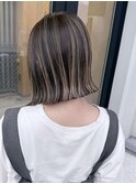 切りっぱなしボブにコントラストバレイヤージュ/20代/30代/原宿