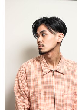 メリケンバーバーショップ フクオカ(MERICAN BARBERSHOP FUK) サイドパートショート フェザーマッシュソフトツーブロック