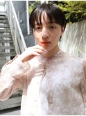 ぷっつんバングのマッシュショートボブスタイル