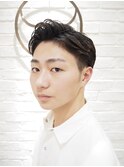メンズビジネスツーブロック束感メッシュ風リバースショート