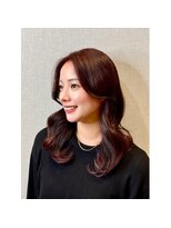 ランソ 成田店(RUNSO)&nbsp;センターパートミディアムレイヤー×モーブカラーワンレン