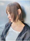 フェイスレイヤーボブ 透明感カラー 切りっぱなしベージュt125