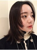 ★顔周りレイヤー 裾カラー 切りっぱなしミディアムボブ 銀座