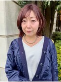 《白髪ぼかしも◎》艶髪ラベンダーピンク×大人レイヤーミディ