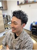 ツイストパーマ×アップバング