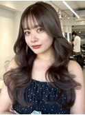 A113透明感グレージュ韓国ヘアレイヤーカットダブルカラー