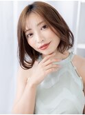 モカブラウンブリーチなし小顔ミディアムレイヤーh4越谷20代30代