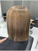 3Dハイライト×切りっぱなしボブ