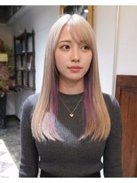 グッドフェローズ キタホリエ(GoodFellas kitahorie) 透明感抜群のハイトーンインナーカラーセミロングレイヤー艶感