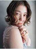 エアリーミディ/ショートパーマ/黒髪/ホワイトアッシュ/TOKIO