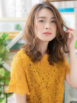 カバーヘア ブリス 上尾西口店(COVER HAIR bliss) 暖色系カラーくせ毛風大人巻きエアリーミディb上尾20代30代40代