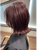 秋色レッド系カラー×切りっぱなしボブ★中村大輔