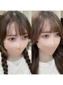 アム 表参道(am) 前髪縮毛矯正【小顔グレージュレイヤーロングパーマ】