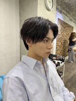 アジールヘア 所沢プロペ通り店(agir hair) センターパートカルマパーマダークアッシュブラック所沢韓国練馬