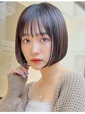 縮毛矯正/髪質改善トリートメント/ミディアムヘア/グレージュ