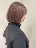 ハイライトバレイヤージュダブルカラーボブカット30代40代      