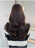 桑名ロングレイヤーカットロングヘアピンクブラウンカラー韓国