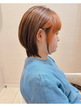 コーエン(cowen) アプリコットカラー丸みショートボブ絶壁オレンジひし形30代