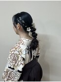 編みおろし×金箔 袴ヘアアレンジ