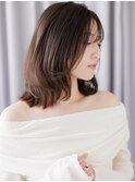 韓国風くびれレイヤー黒髪シースルーひし形ボブディ30代Te2