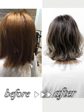 トルネード(TORNADO) 外国人風ボブ ハイライトグラデーション グレージュ 外ハネ