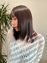 小顔前髪顔周りレイヤー×グレージュカラー デザインカラー