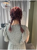 ピンクカラー ヘアアレンジ イメチェン ワイドバング