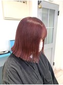ボブ/チェリーピンク/ブリーチカラー／ビタミンカラー