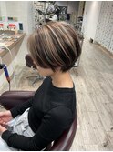 大人可愛い20代30代40代黒髪前下がりショートボブ丸みショート◎