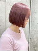 ピンクベージュピンクミルクティーブリーチありダブルカラー