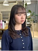 ミディアムレイヤー、シースルーバング、ワンホンヘア