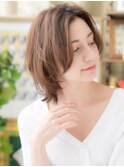 ■くすみベージュセンターパートウルフカット302-4川口30代40代