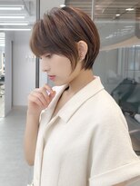 ロンドシエル 横浜(Lond ciel)&nbsp;ミニウルフチェリーブラウンブリーチなしショートボブ前髪/