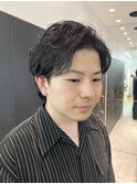 men'sフェザーパーマブルーブラックメンズブリーチなし横浜