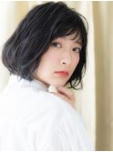 チャコールグレーウェットヘア黒髪Aラインボブ310W上尾20代30代