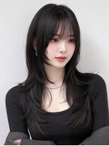 レア 新越谷(LEA) 艶感ストレートレイヤー × ブラック