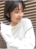 大人かわいい丸みショート梅田茶屋町アディクシーカラー◎30代